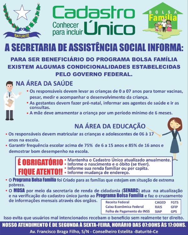 BENEFICIÁRIO DO BOLSA FAMÍLIA: INFORME A ESCOLA DO SEU FILHO E